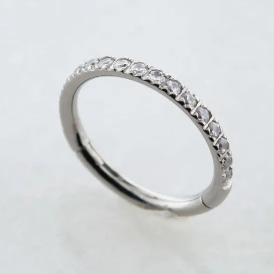 Titanium Hinge Ring : CZ