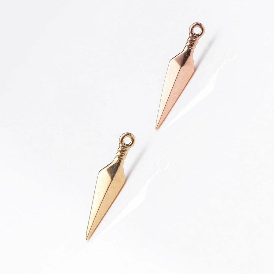 solid 14k yellow and rose gold harpe dagger threadless end by junipurr jewelry