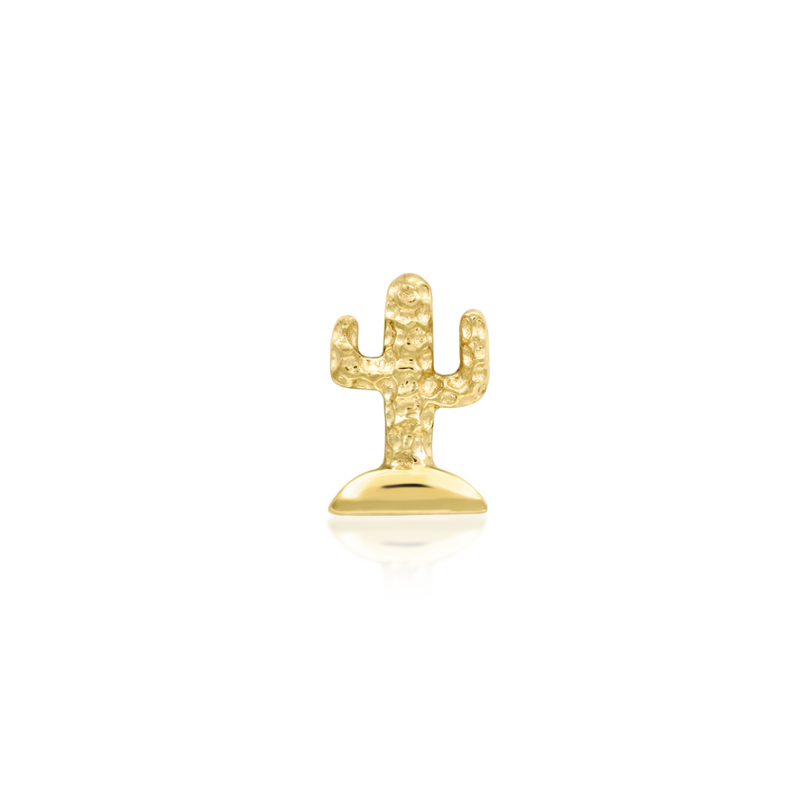 14k solid gold cactus from junipurr jewelry, yellow gold